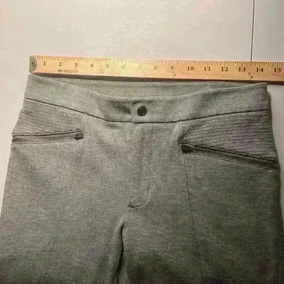 Athleta Size 4 Ponte Twill Moto Pants Grey Skinny Pockets Work Career Zippers - Picture 2 of 9